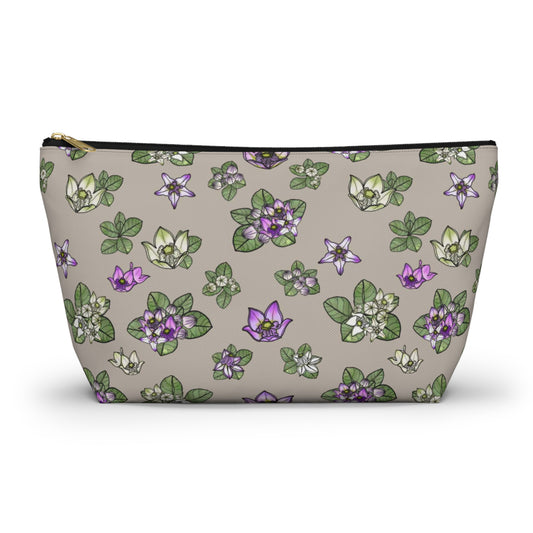 Pua Kalaunu Crown Flower Hawaiian Print Accessory Pouch w T-bottom