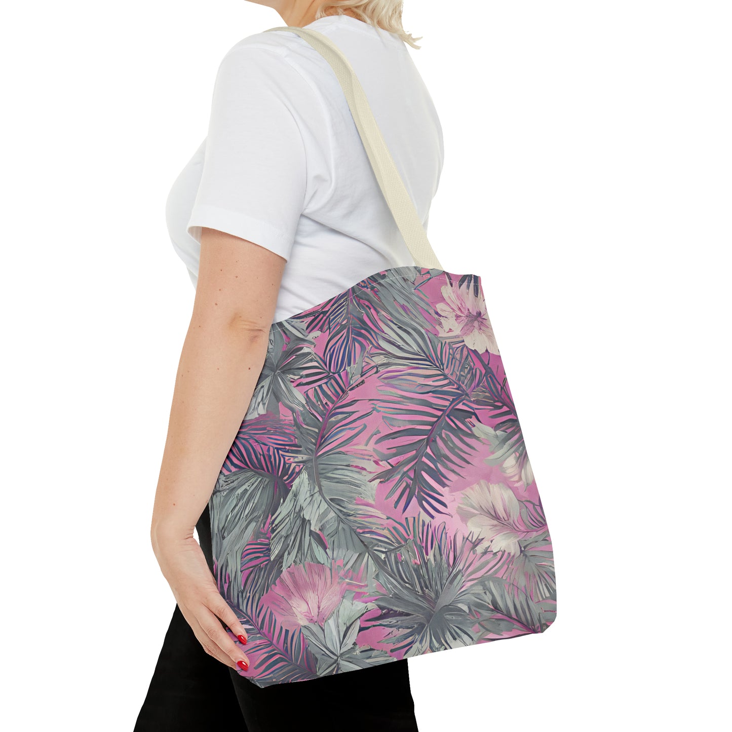 Hawaiian Tropical Print Soft Pink Tote Bag