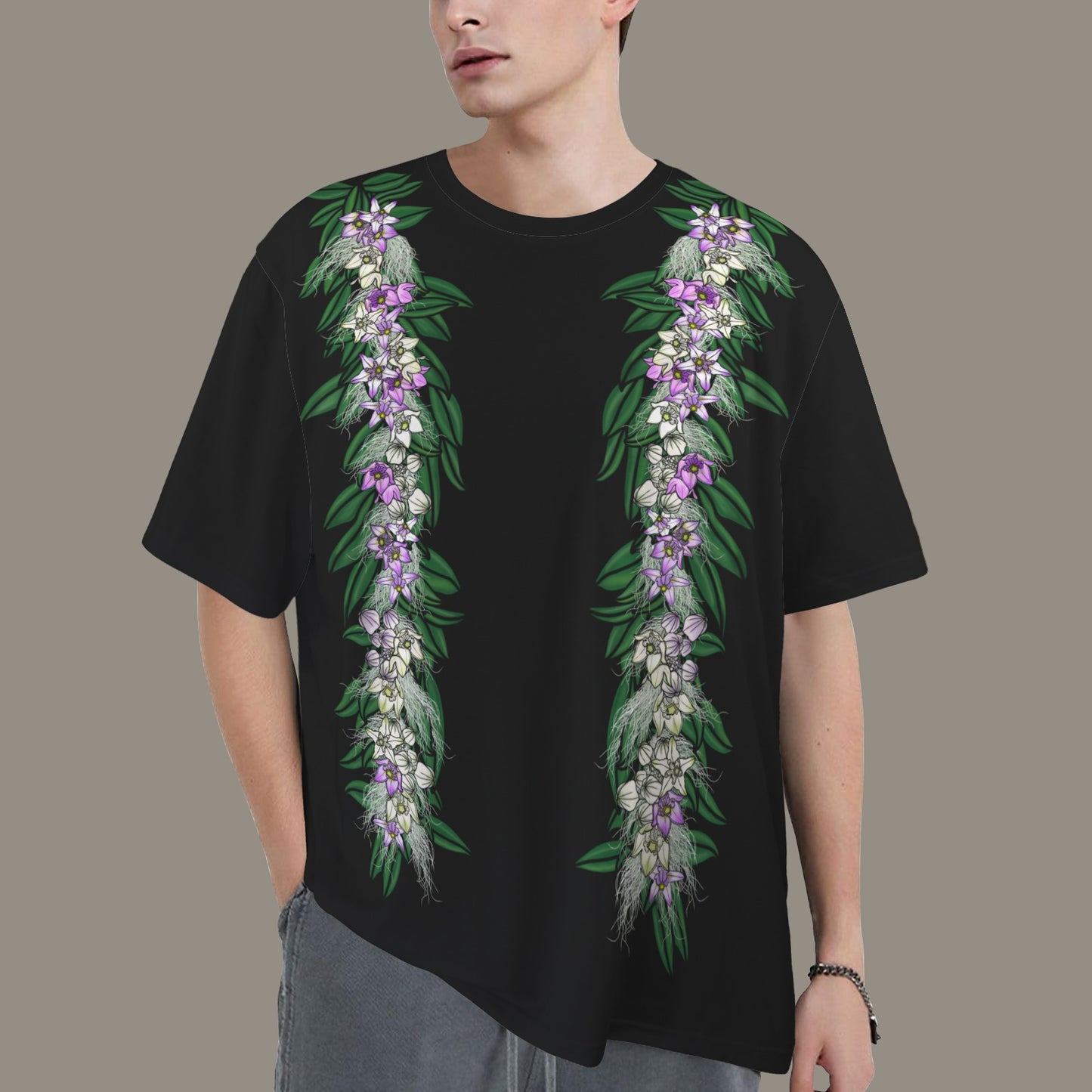 Oversized Hawaiian Lei Graphic T-Shirt | Crownflower and Maile Lei