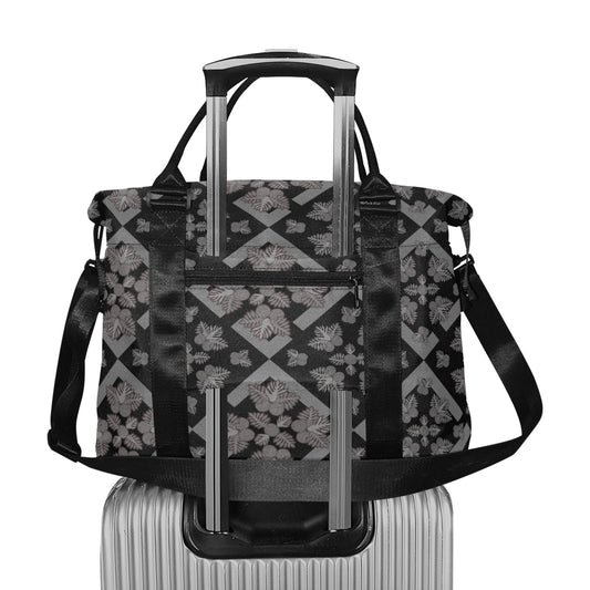 Ulu Quilt Gray & Black Duffle Bag with Trolley Sleeve - The Huaka'i Weekender Duffle