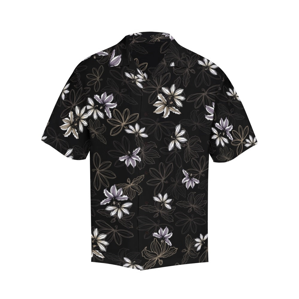 Naupaka Men's Aloha Shirt - Lavender, Taupe and Black