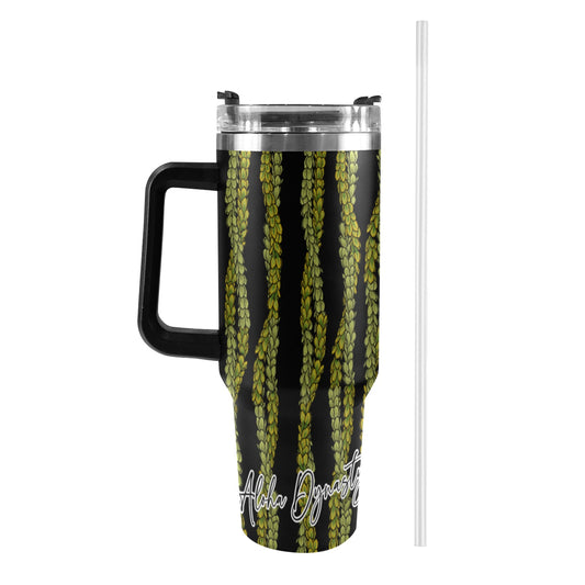 Pakalana Lei 40oz Tumbler - Black Handle (twisted lei)