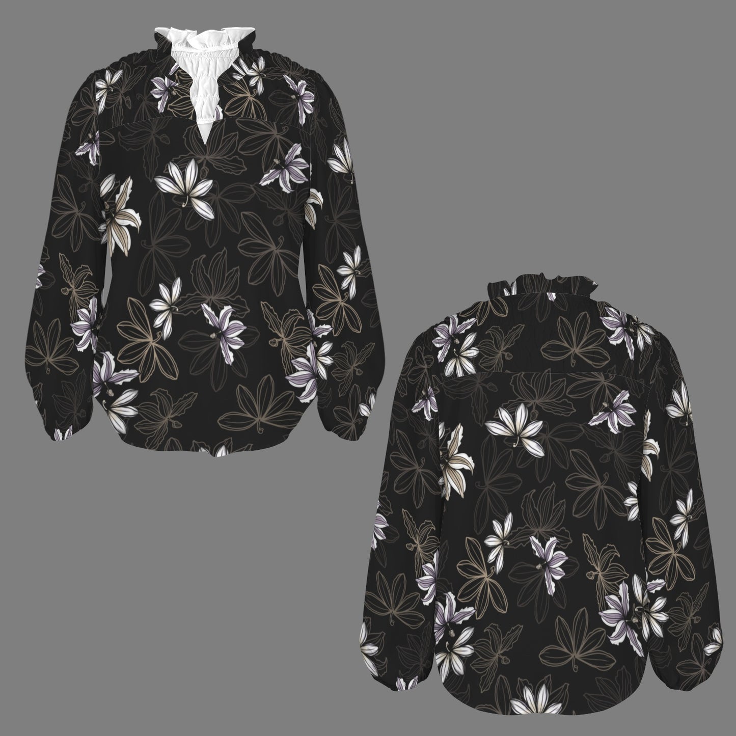 Mālie Blouse in Naupaka - Lavender & Taupe