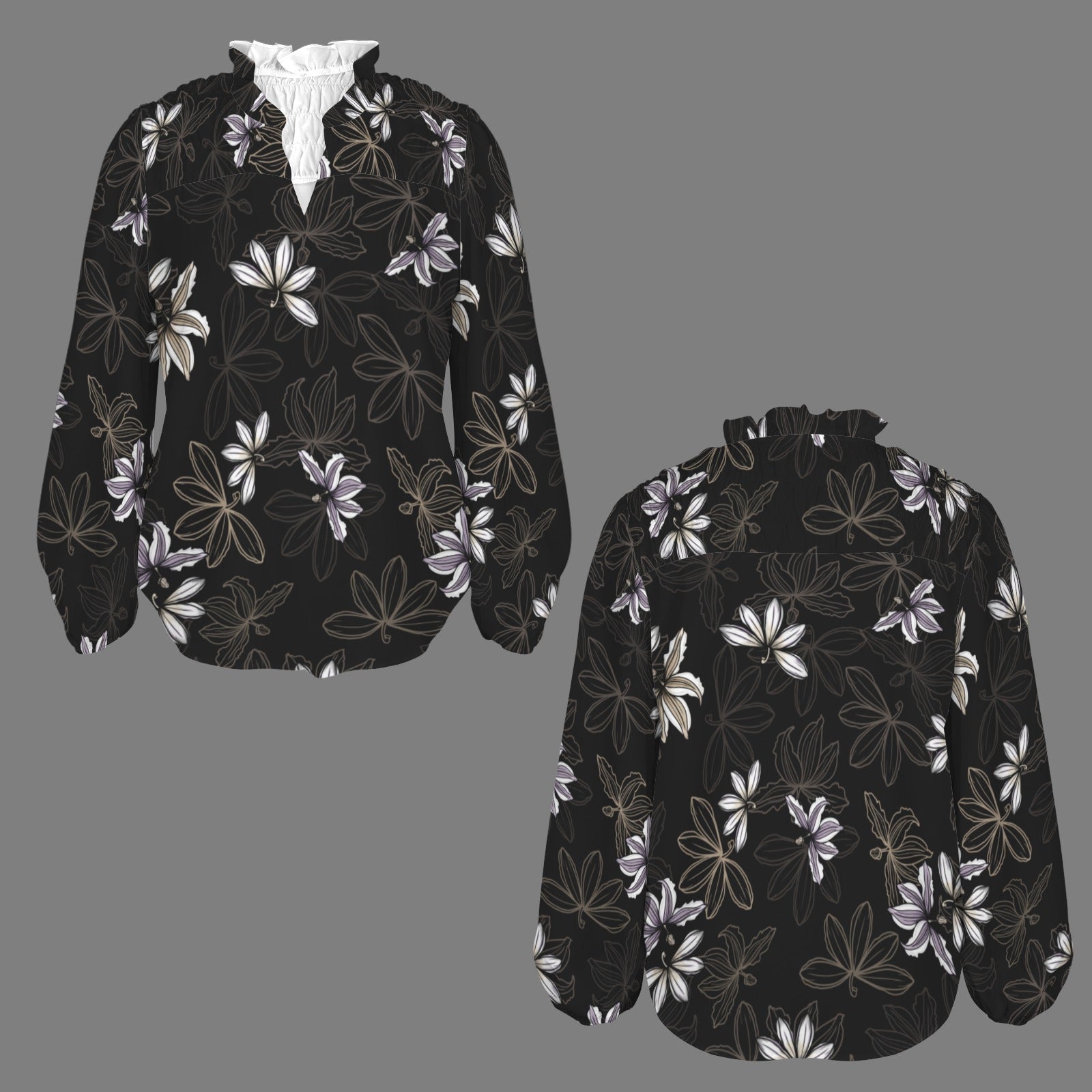 Mālie Blouse in Naupaka - Lavender & Taupe