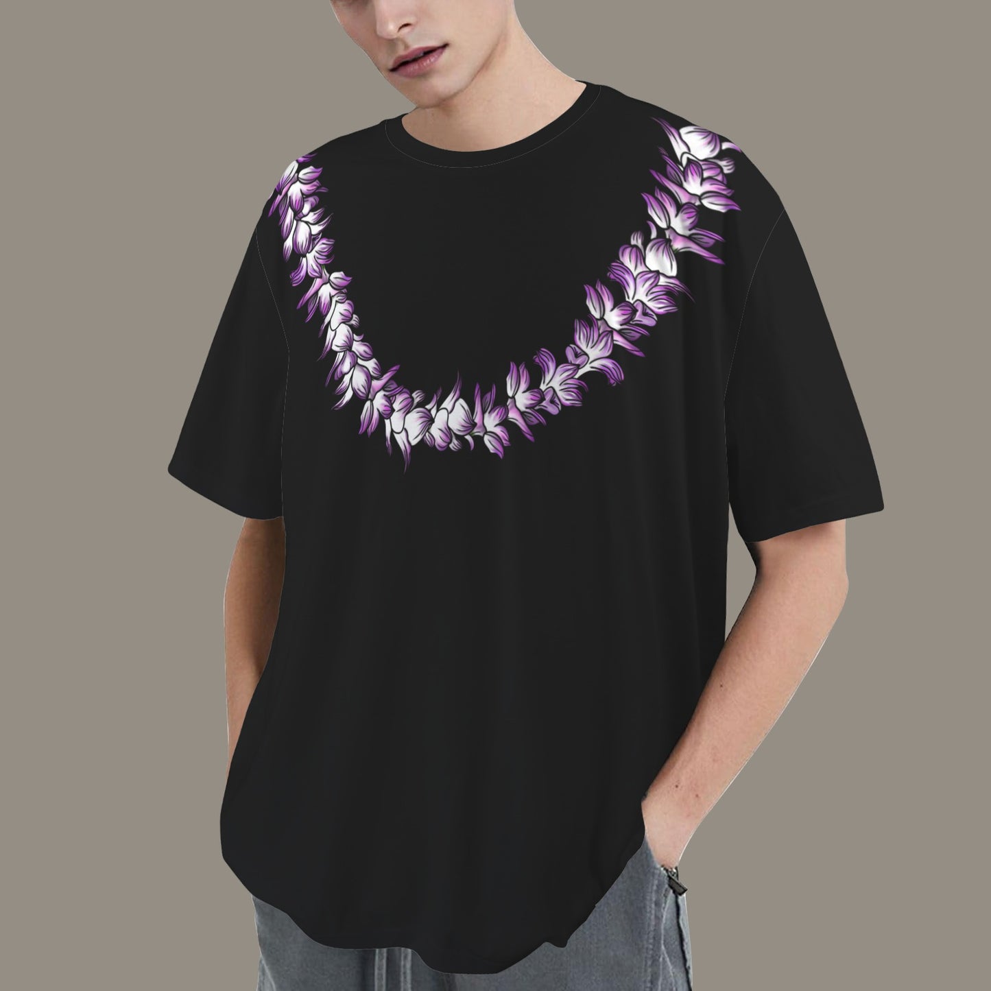 Oversized Hawaiian Lei Graphic T-Shirt  | Orchid Lei