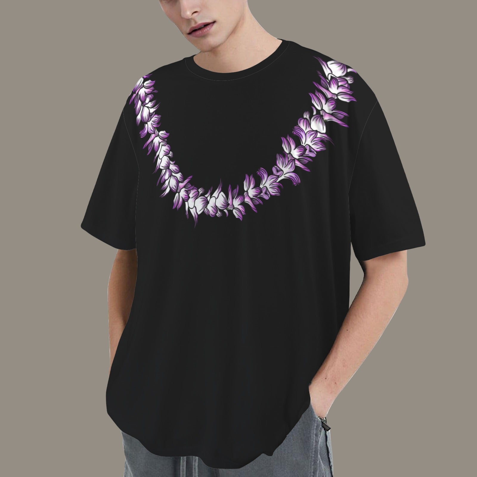 Oversized Hawaiian Lei Graphic T-Shirt  | Orchid Lei