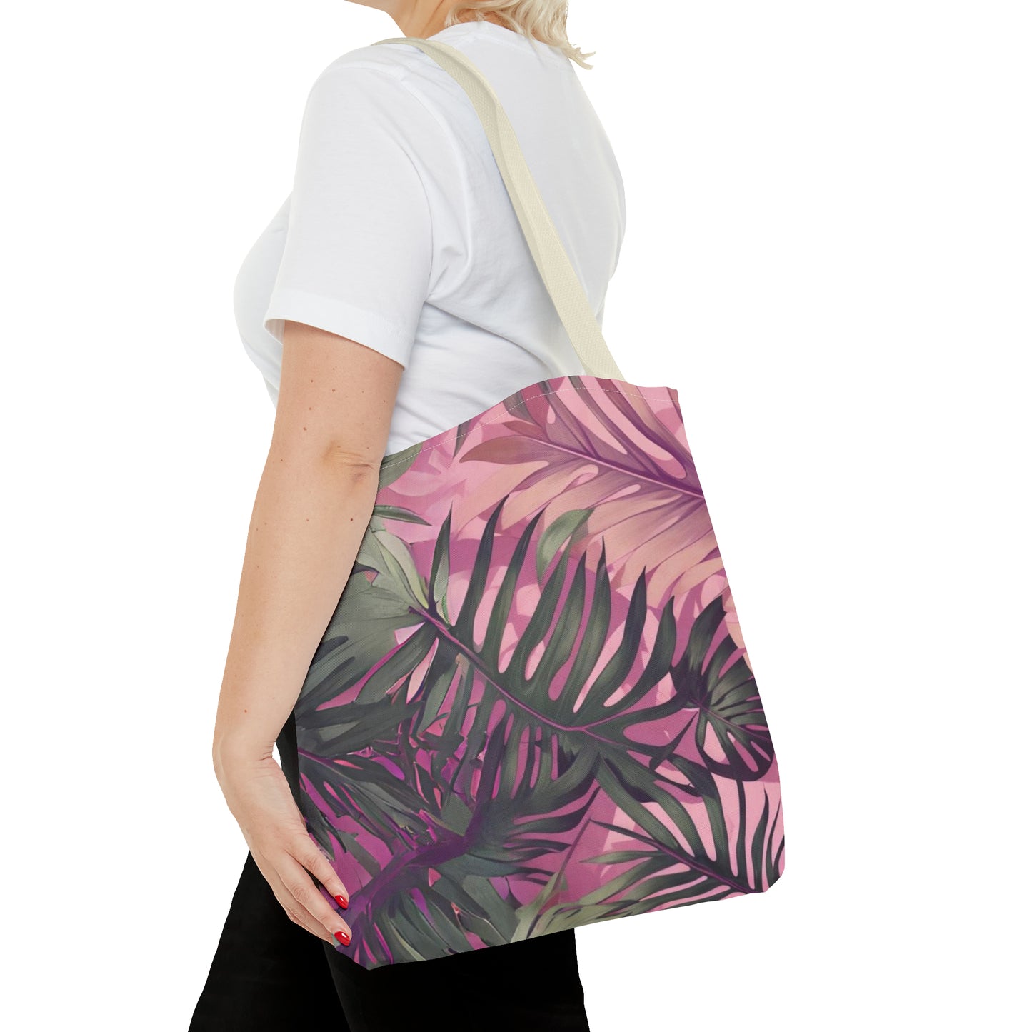 Hawaiian Tropical Print Pink Tones Tote Bag