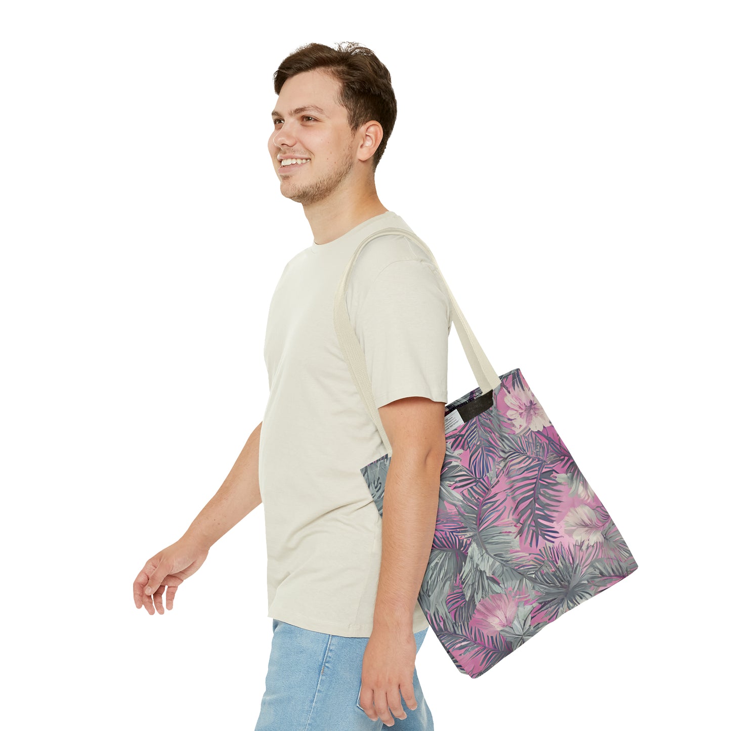 Hawaiian Tropical Print Soft Pink Tote Bag