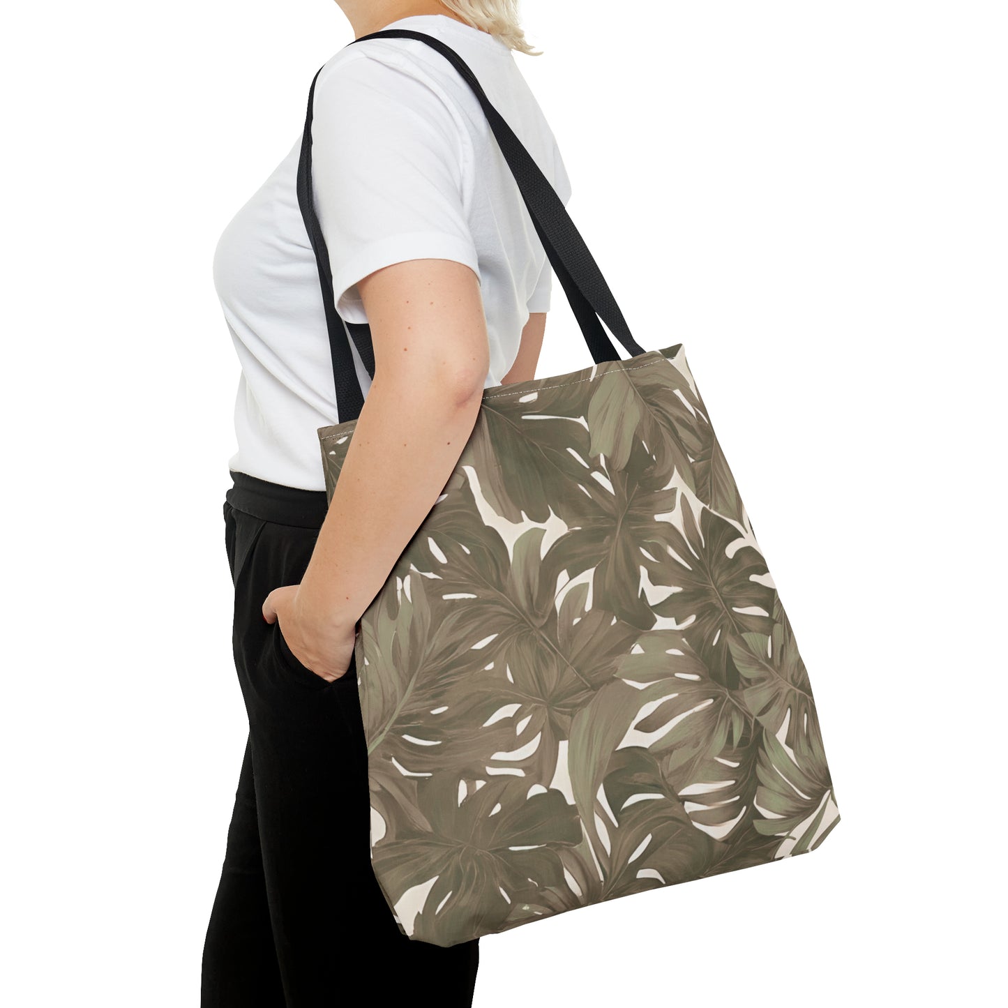 Monstera Tropical Hawaiian Print Neutral Tote Bag