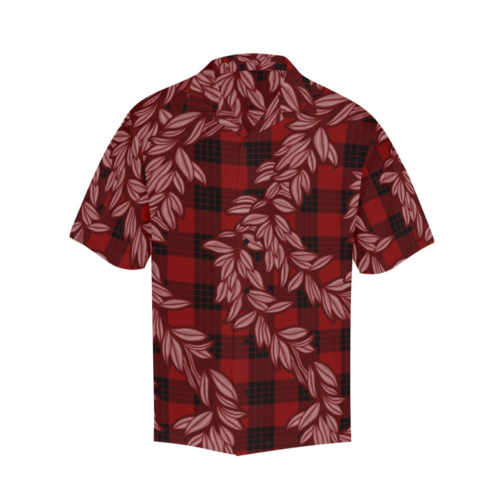 Maile and Palaka Hawaiian Print Men's Aloha Shirt - Red and Black