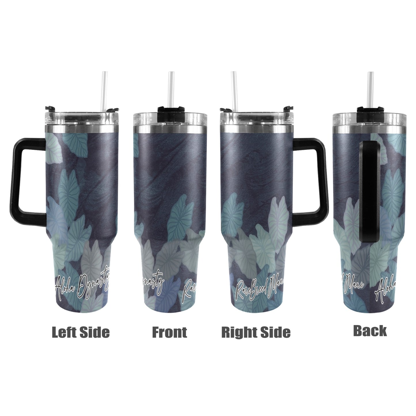 Kalo 40oz Tumbler with Black Handles - Watercolor Blue