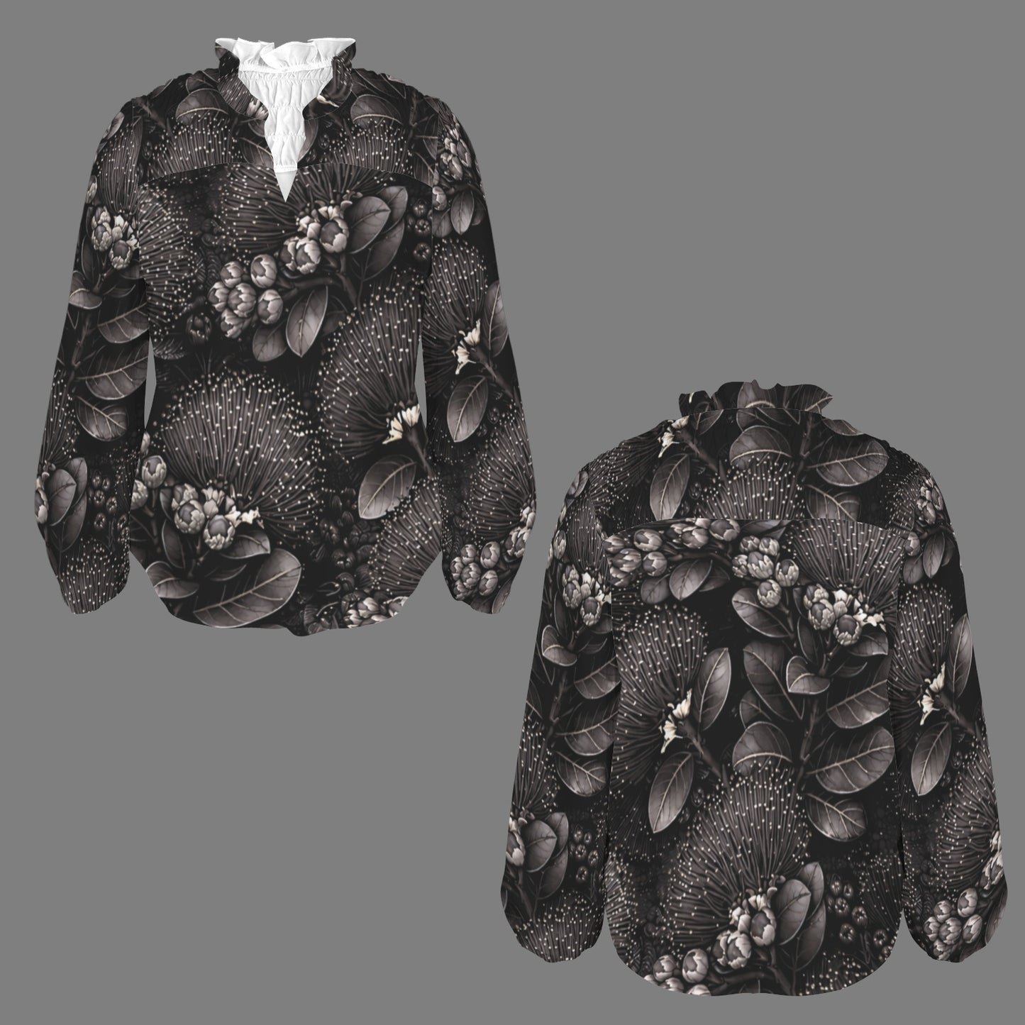 Mālie Blouse in Ohia - Black and gray