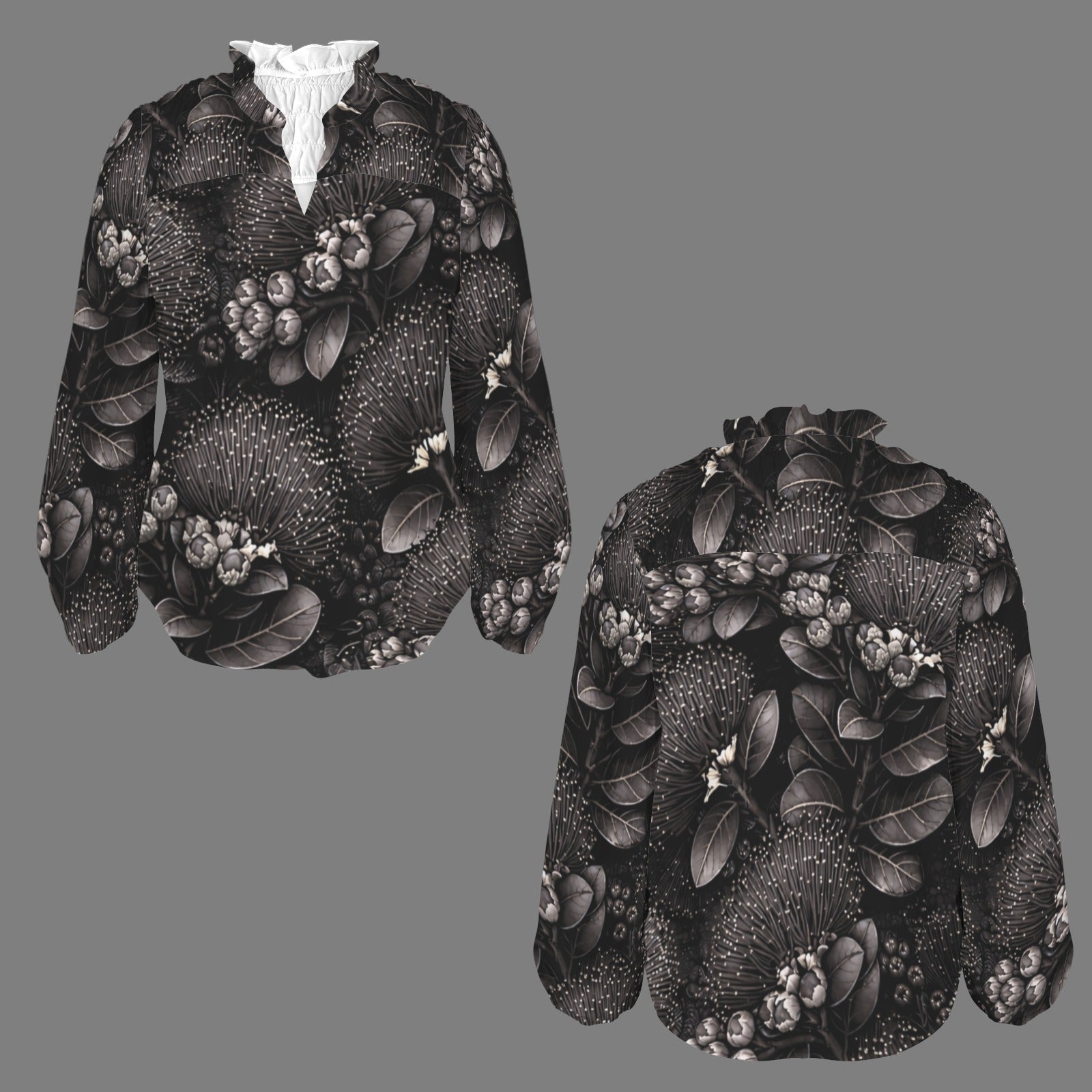 Mālie Blouse in Ohia - Black and gray