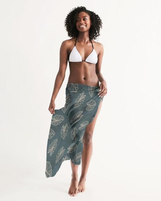 Kalo Taro Hawaiian Print Pareo Sarong - Teal