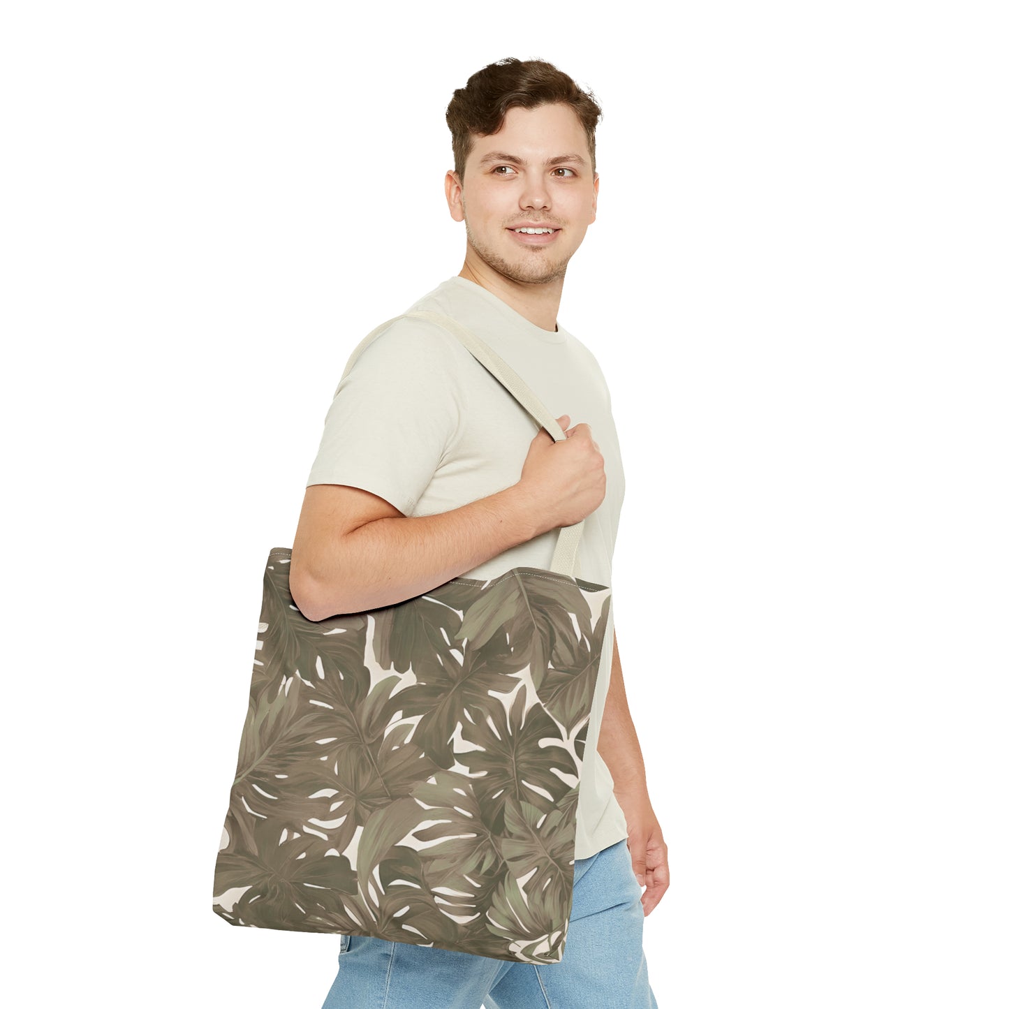 Monstera Tropical Hawaiian Print Neutral Tote Bag