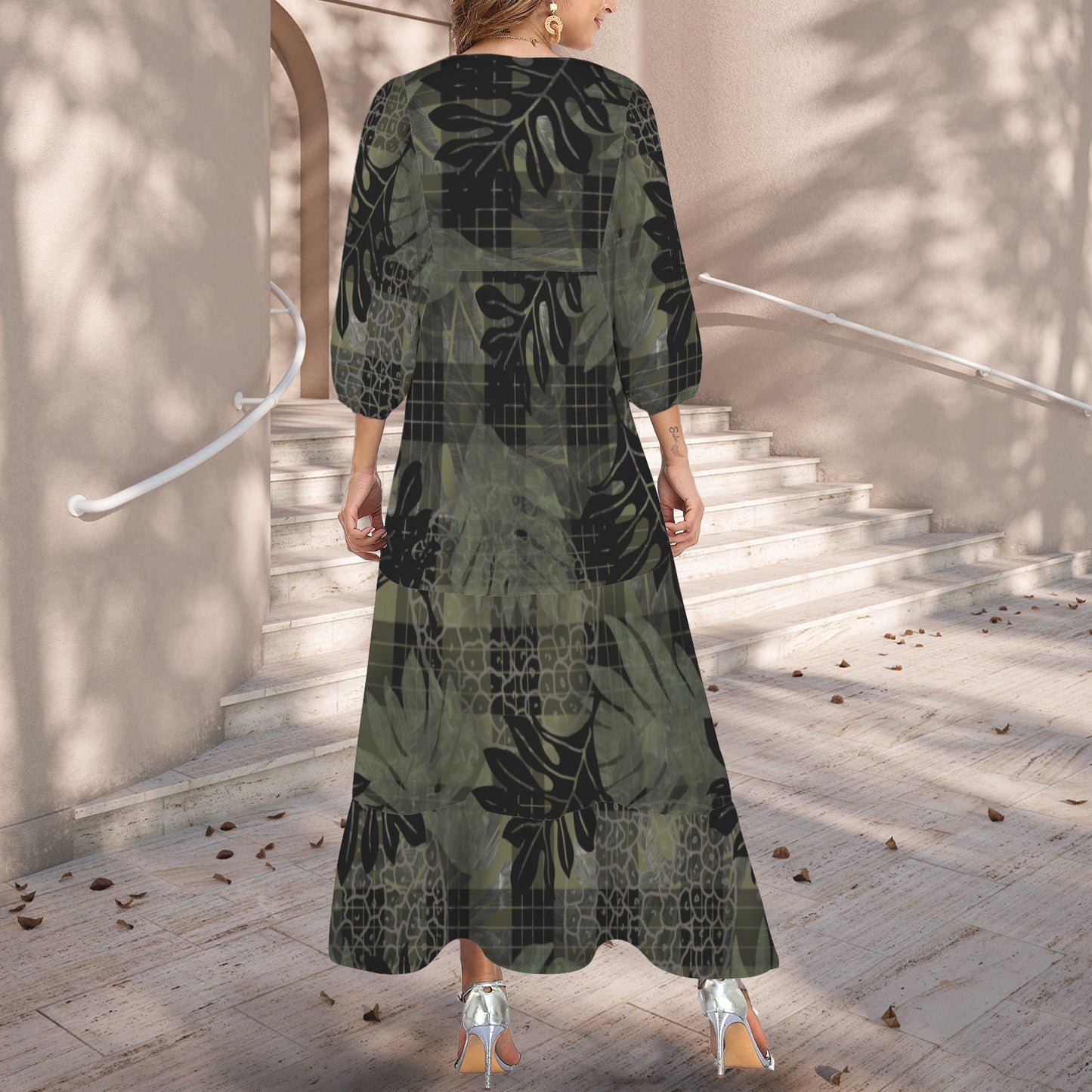Pauahi Mu'umu'u Maxi Dress - Ulu and Palaka in Green and Black