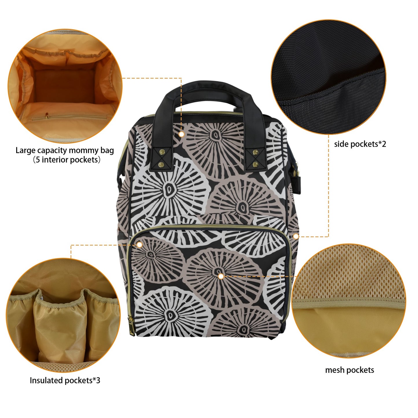 Opihi Hawaiian Print Multi-Function Backpack 2.0 - Gray and Black (ʻOpihi)