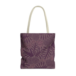 Ulu Breadfruit Hawaiian Print Purple Tote Bag