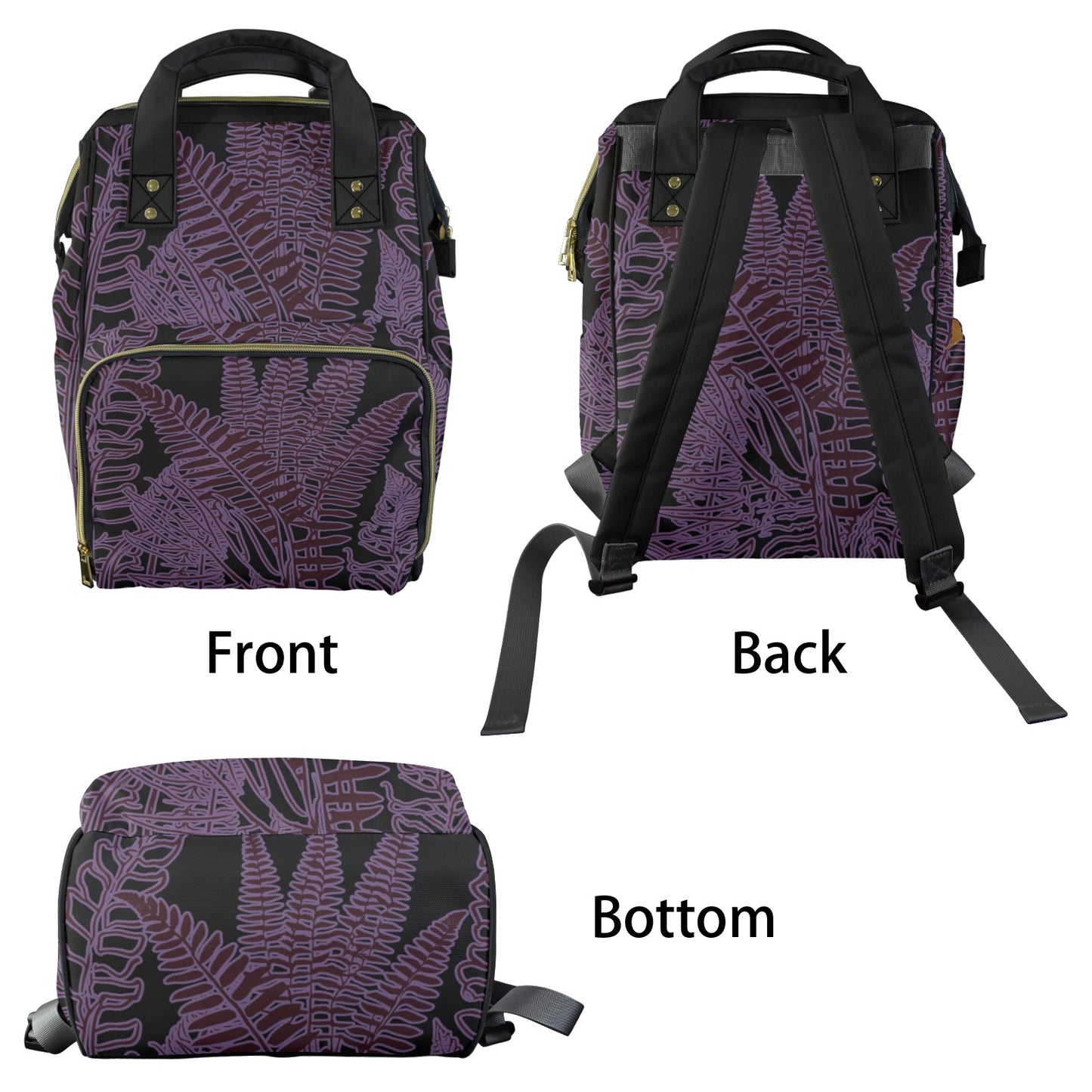 Hawaiian Fern Print Multi-Function Backpack 2.0 - Queenʻs Purple