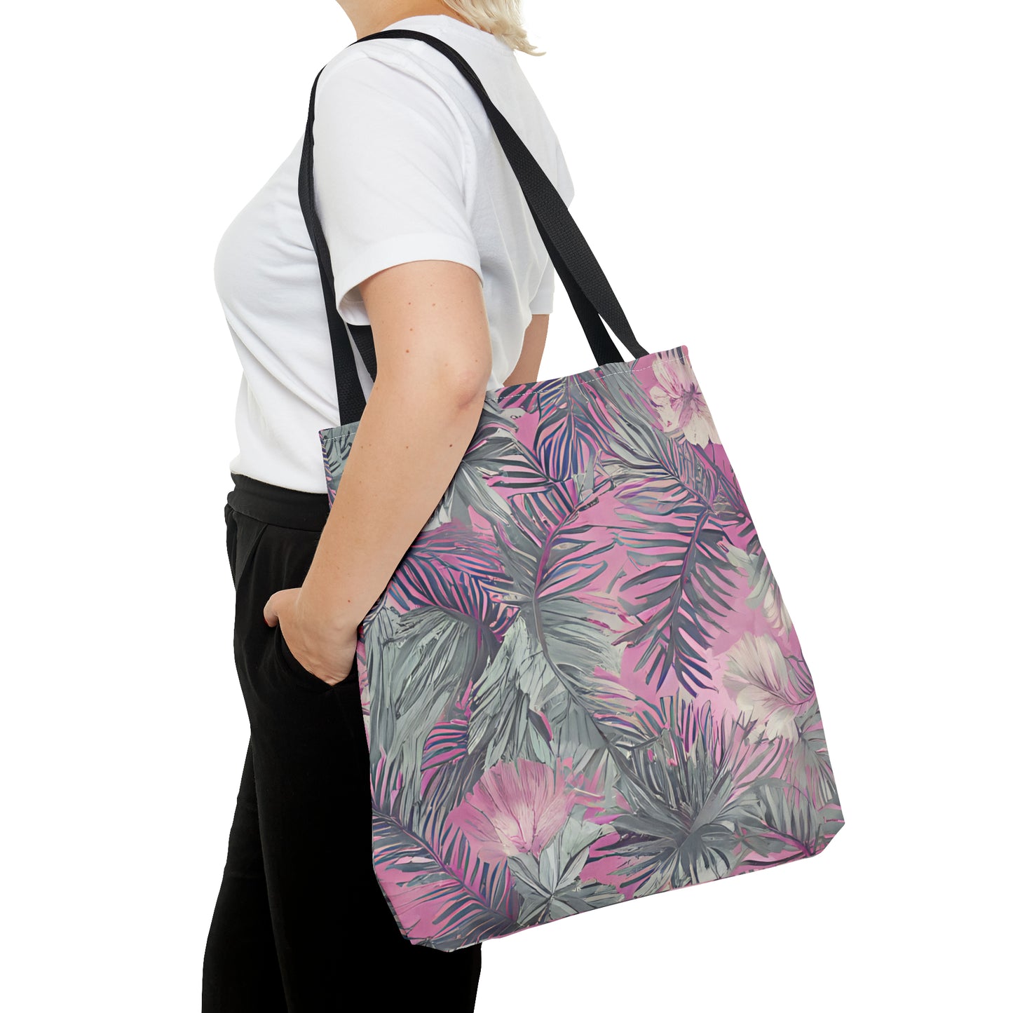 Hawaiian Tropical Print Soft Pink Tote Bag