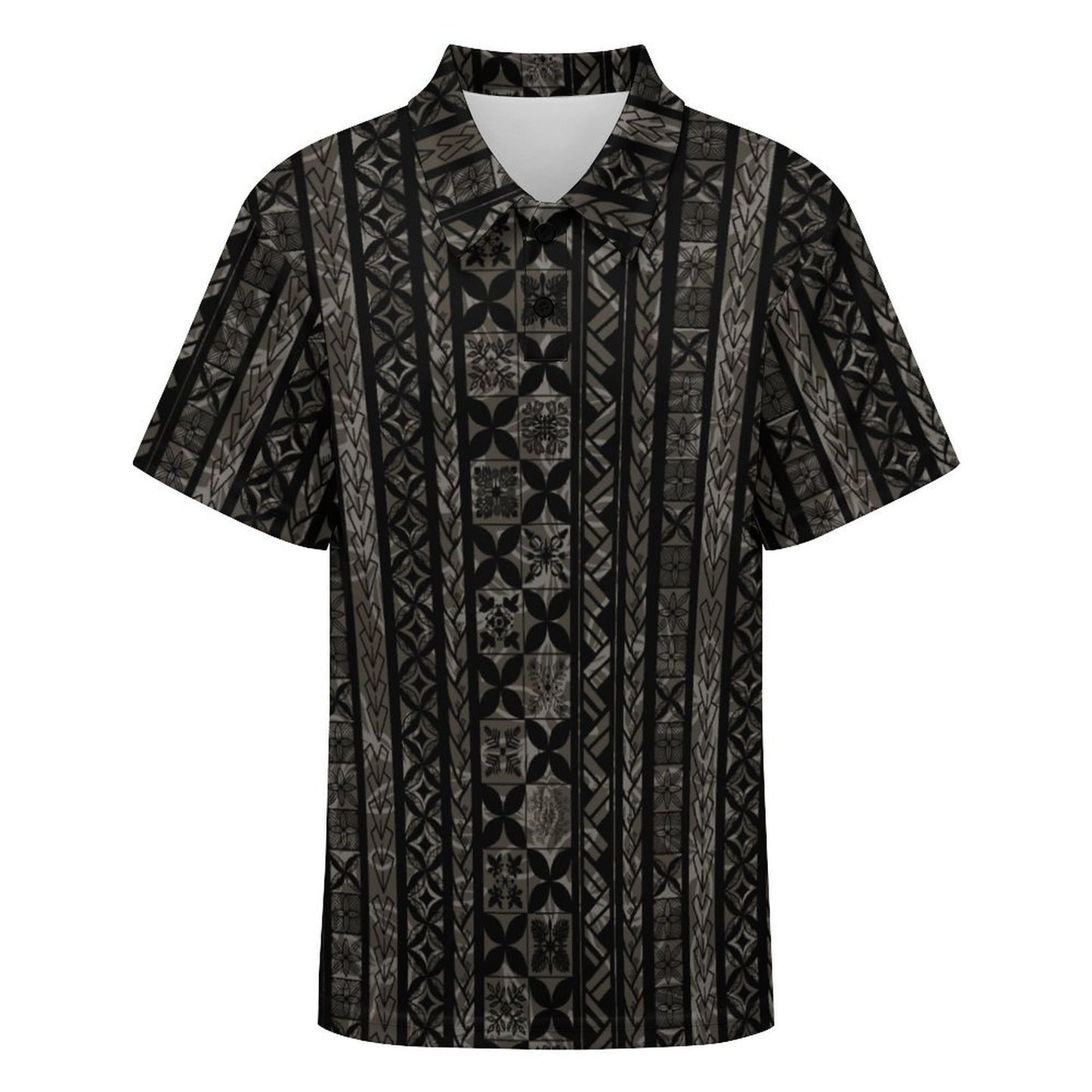 Kapa Kakau Keiki Polo Shirt - Black and Gray