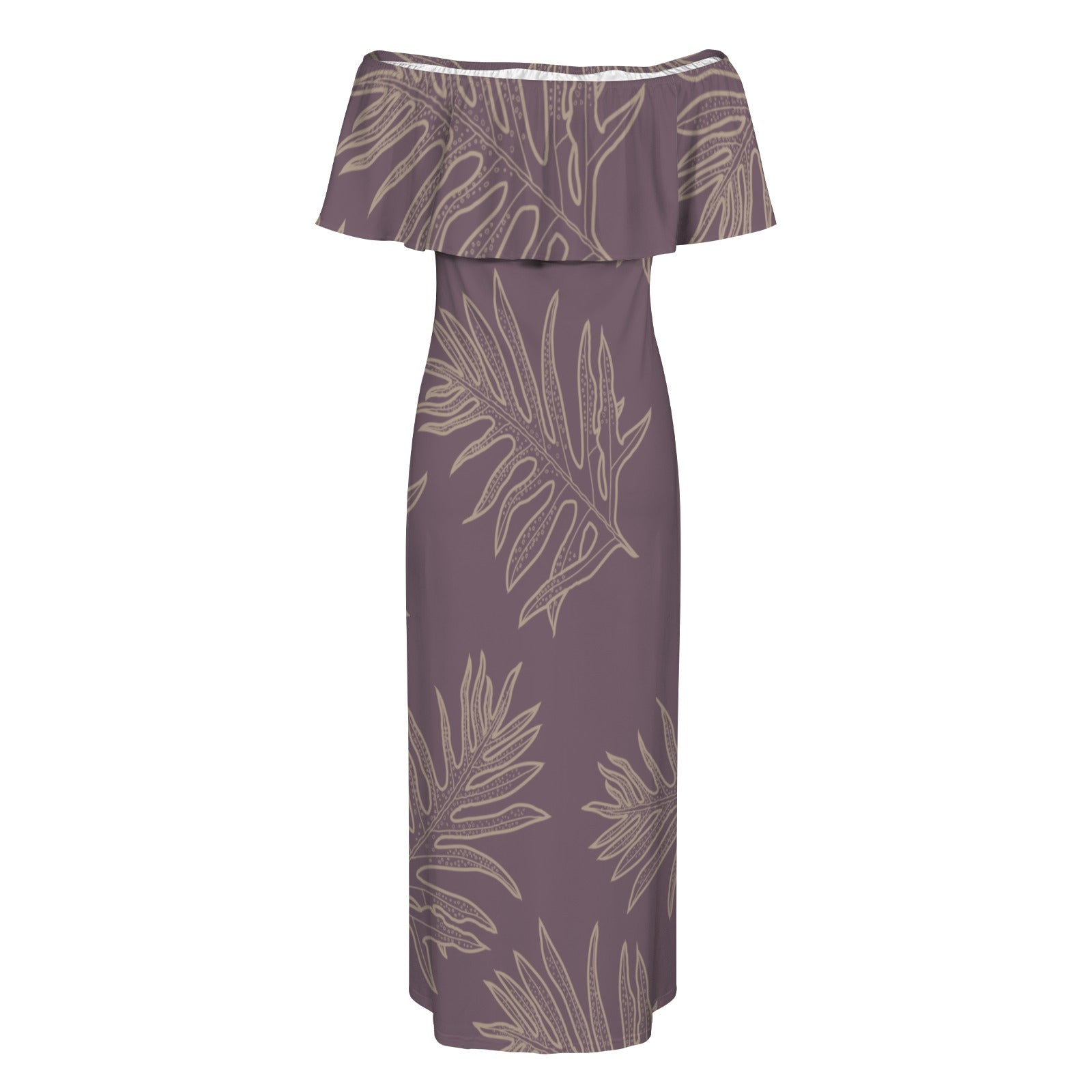 hawaiian off the shoulder maxi dress Off-Shoulder Flounce Maxi Dress in Tropical Print for Vacation