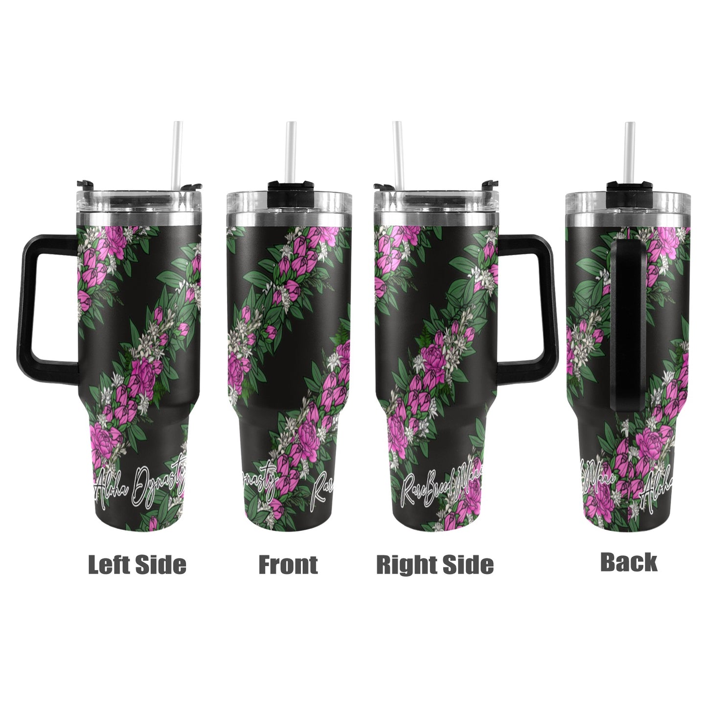 Lokelani Lei 40oz Tumbler - Black Handle