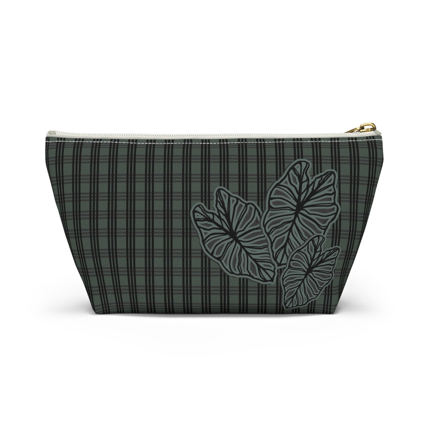 Kalo and Palaka Hawaiian Print - Accessory Pouch w T-bottom (Teal)