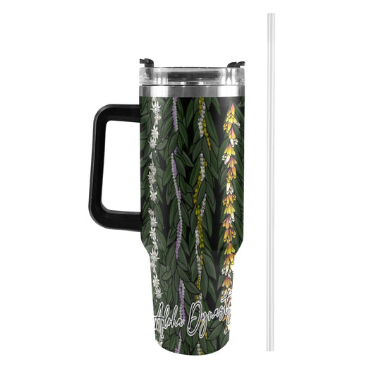 Na Lei 40oz Tumbler with Black Handles