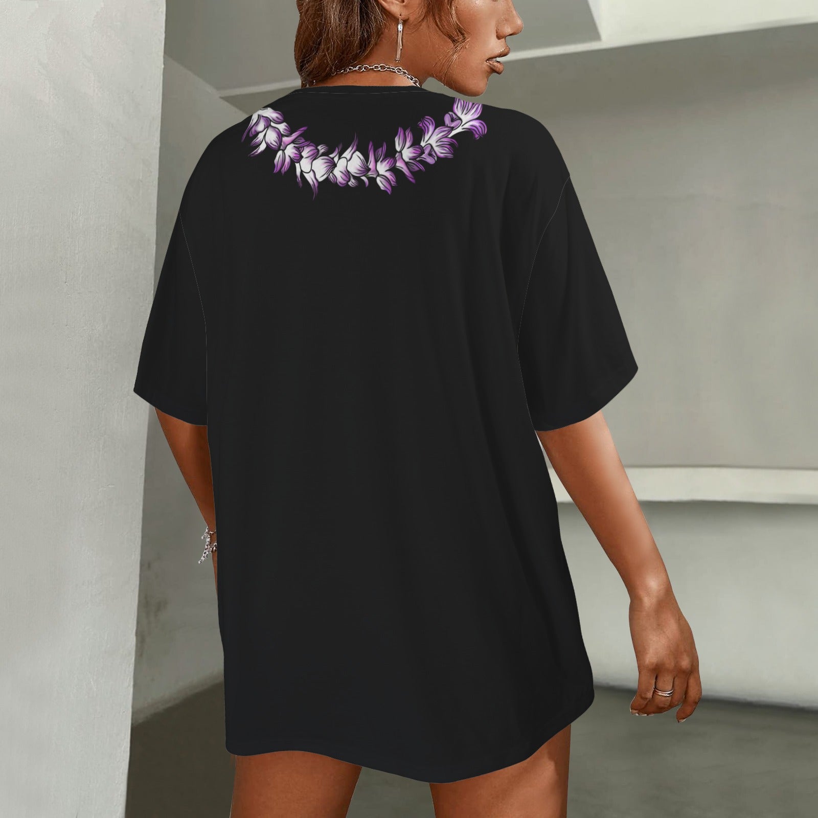 Oversized Hawaiian Lei Graphic T-Shirt  | Orchid Lei