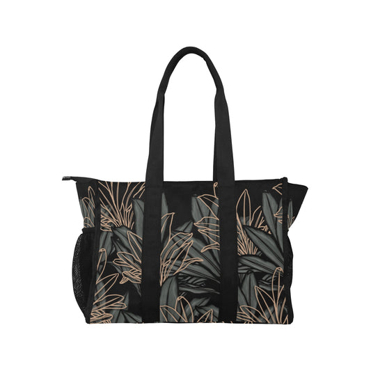 La'i Ti-Leaf Hawaiian Print Black Nurse/Teacher/Mommy Tote Bag