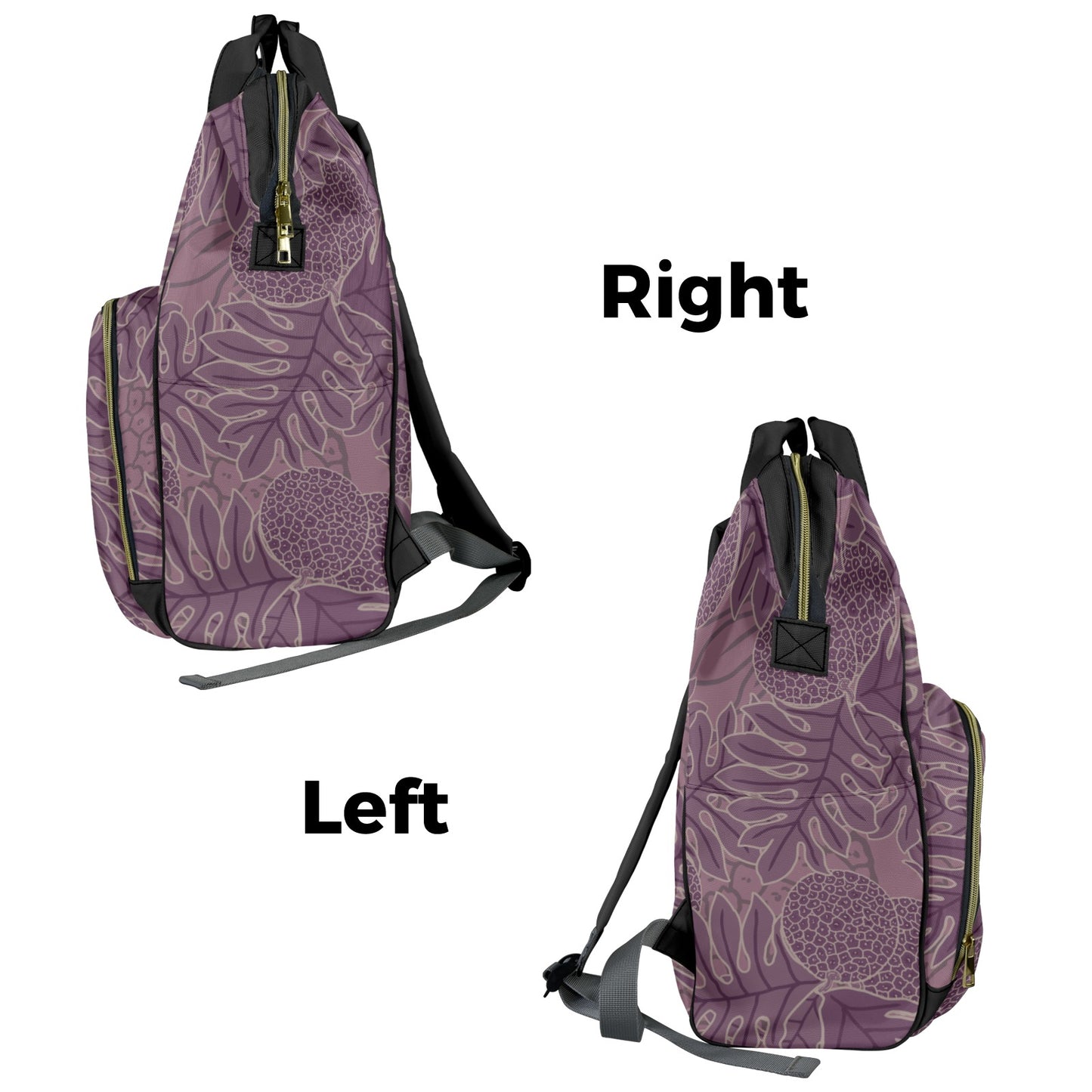 Ulu Breadfruit Hawaiian Print Multi-Function Backpack - Purple