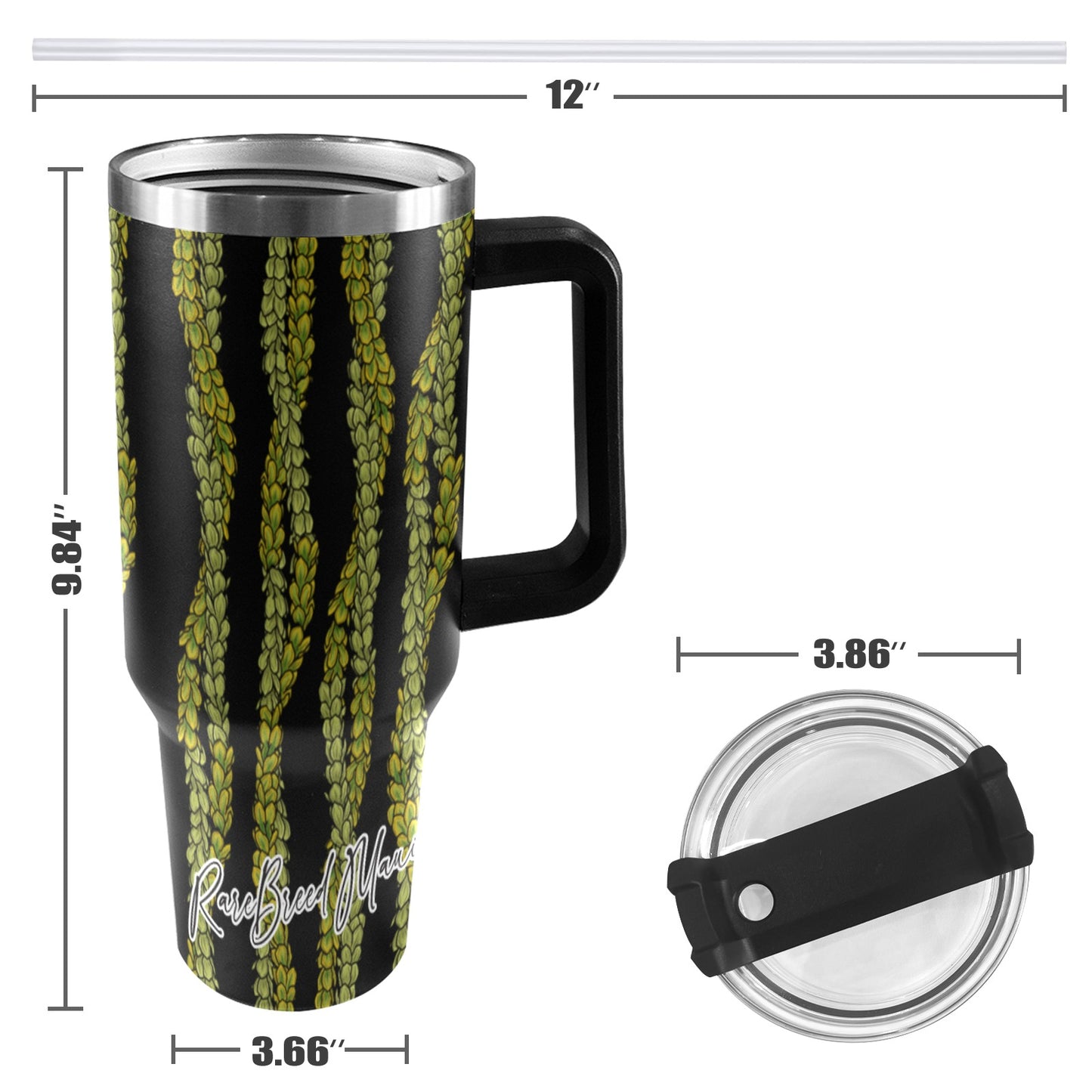 Pakalana Lei 40oz Tumbler - Black Handle (twisted lei)