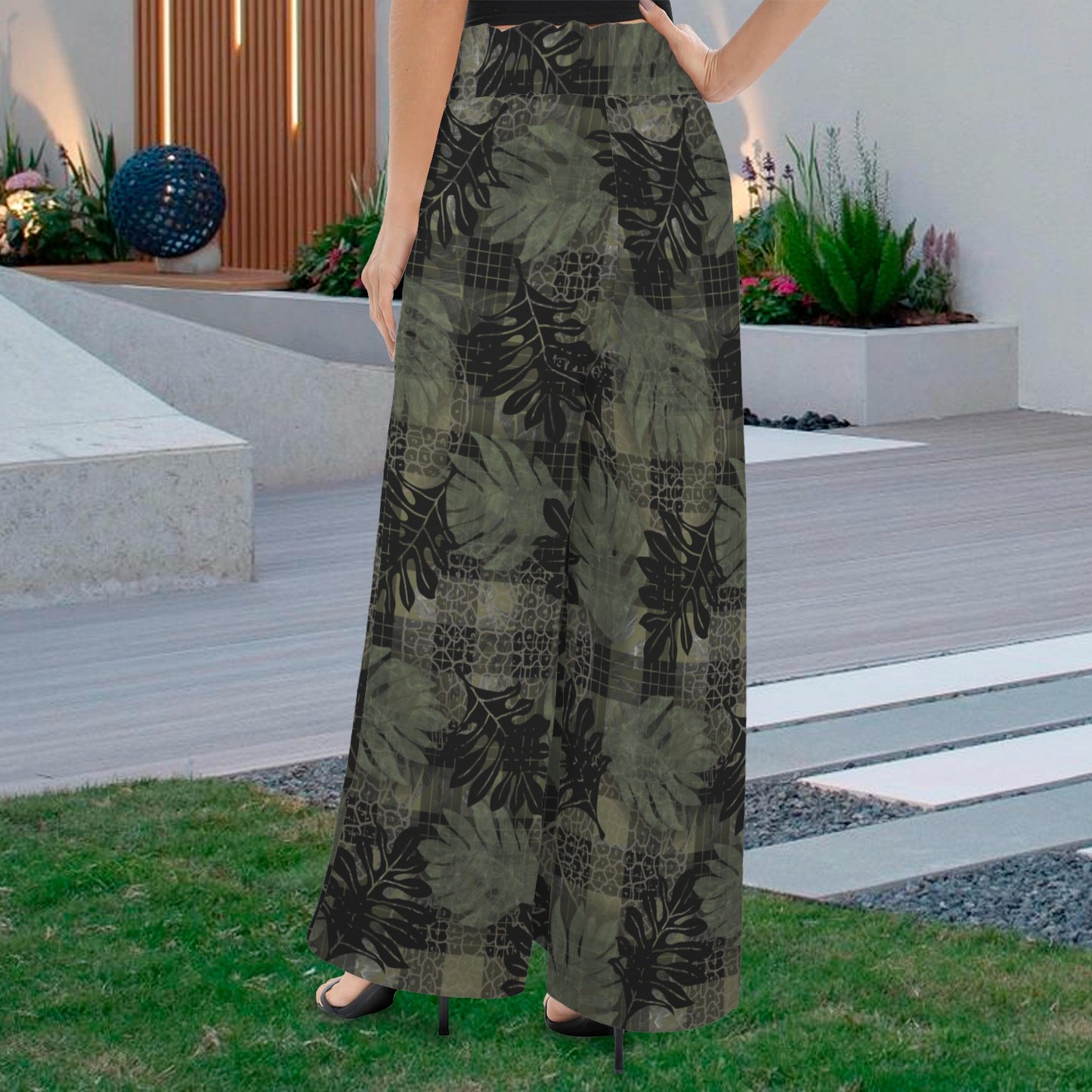 Ulu and Palaka Makamae Wide Leg Pants - Green and Black