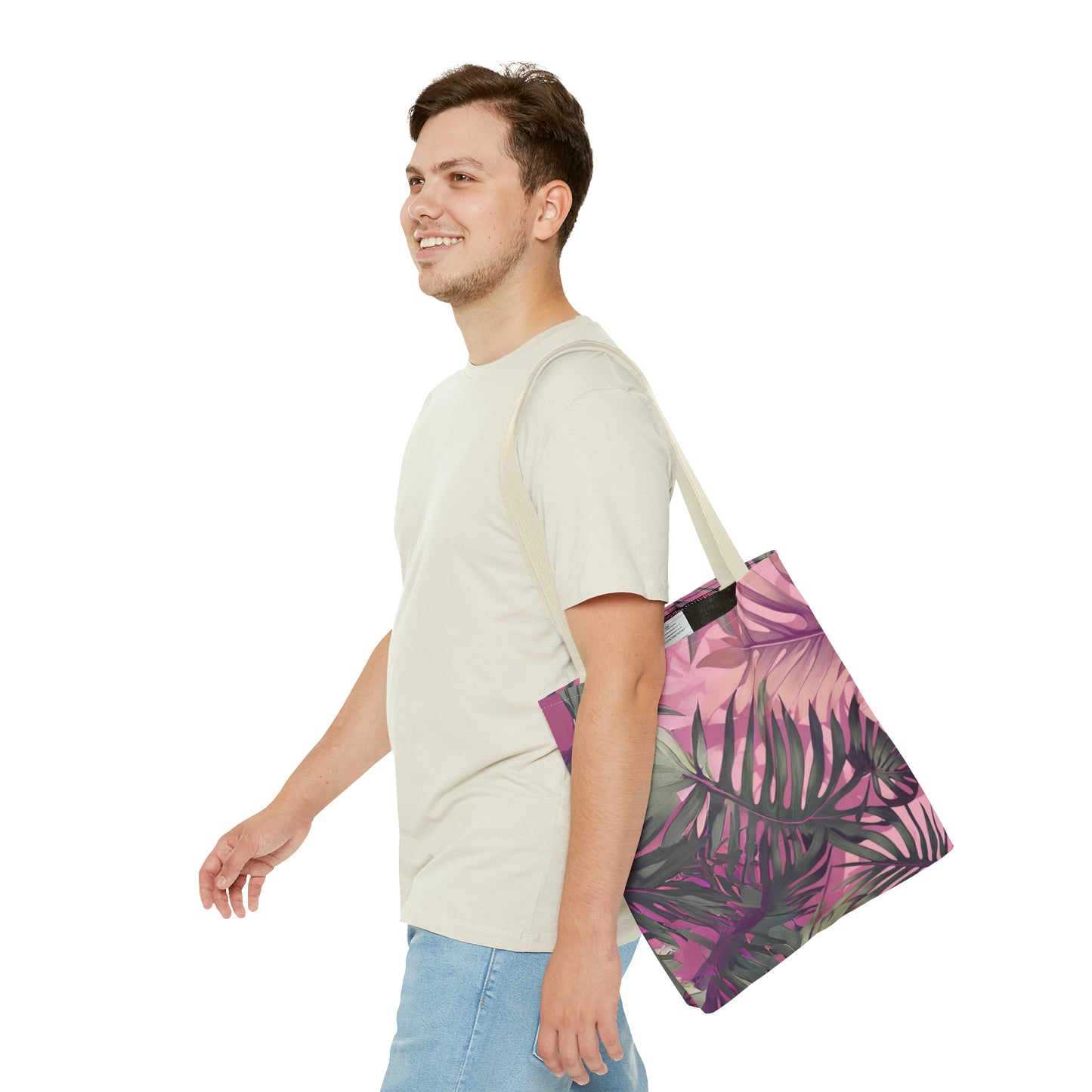 Hawaiian Tropical Print Pink Tones Tote Bag