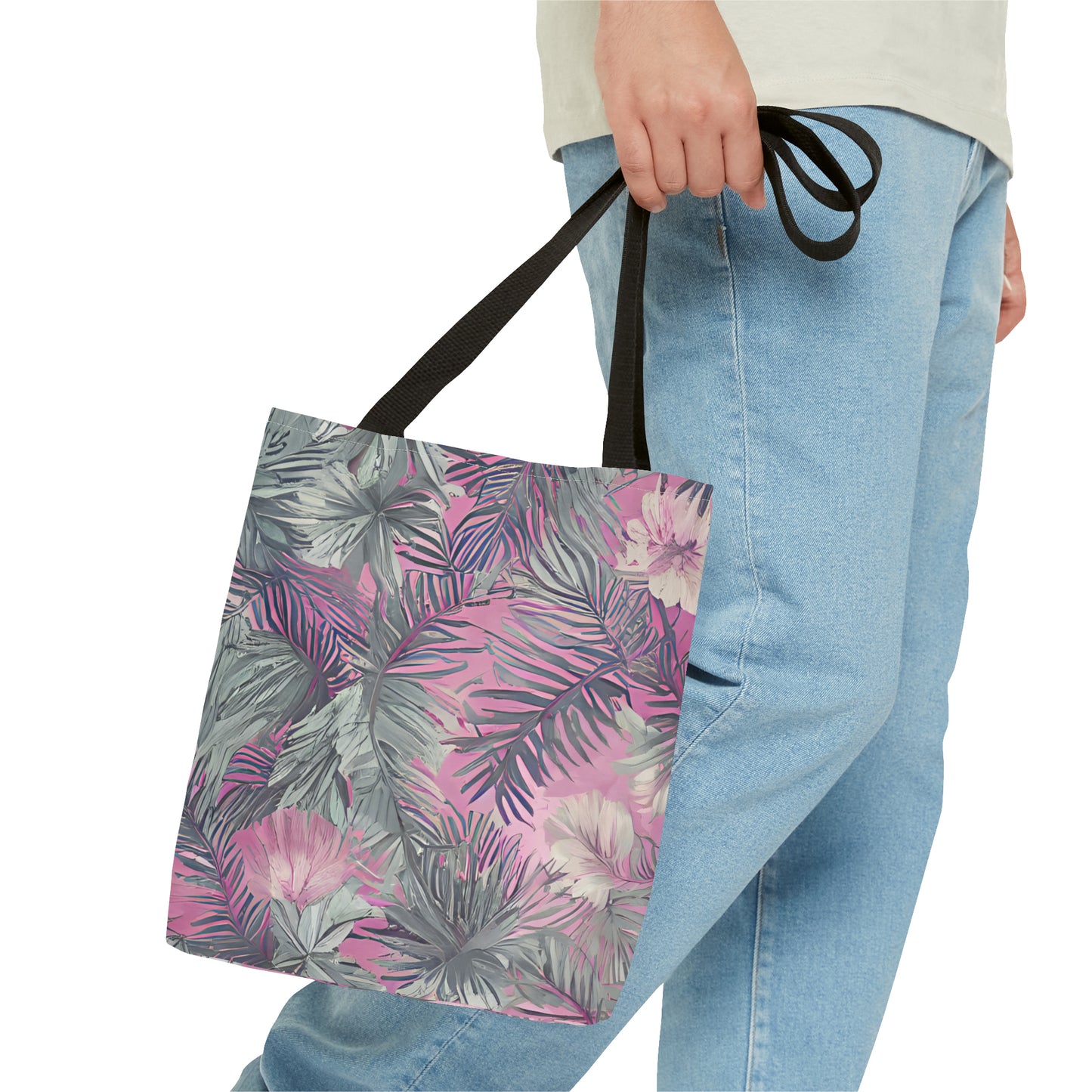 Hawaiian Tropical Print Soft Pink Tote Bag