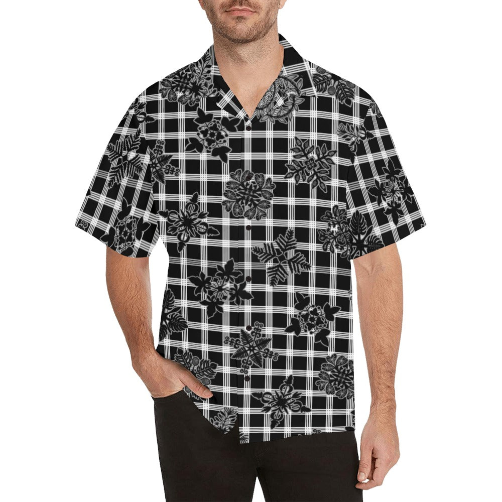 Palaka Kapa Kuiki - Menʻs Aloha Shirt, Black and White