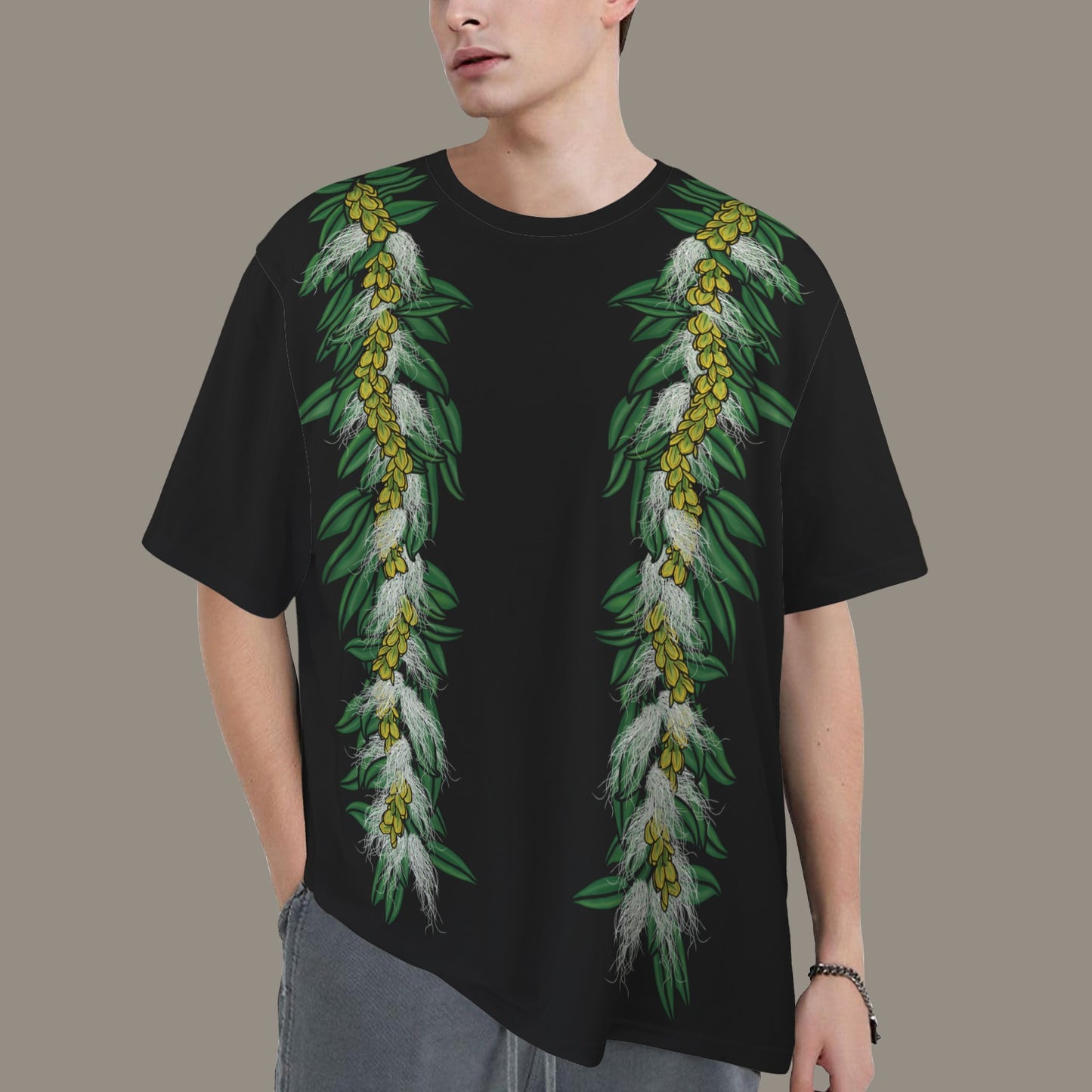 Oversized Hawaiian Lei Graphic T-Shirt | Pakalana Maile Lei