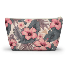 Load image into Gallery viewer, Hibiscus Hawaiian Tropical Print Soft Tones - Accessory Pouch w T-bottom