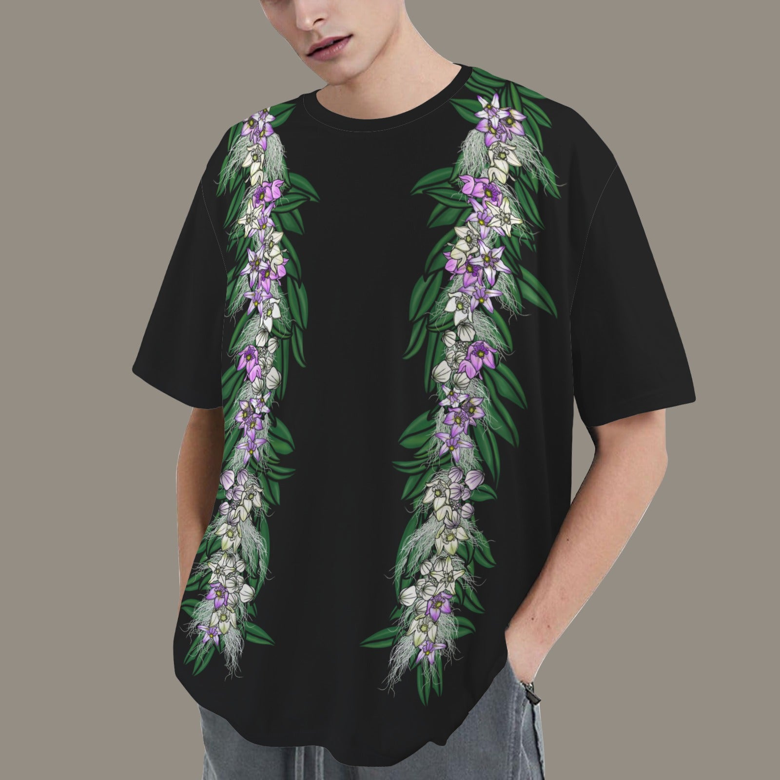 Oversized Hawaiian Lei Graphic T-Shirt | Crownflower and Maile Lei