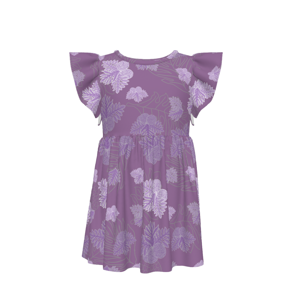 Ulu Breadfruit - Little Girl's Ruffle Sleeve Dress - Lavender