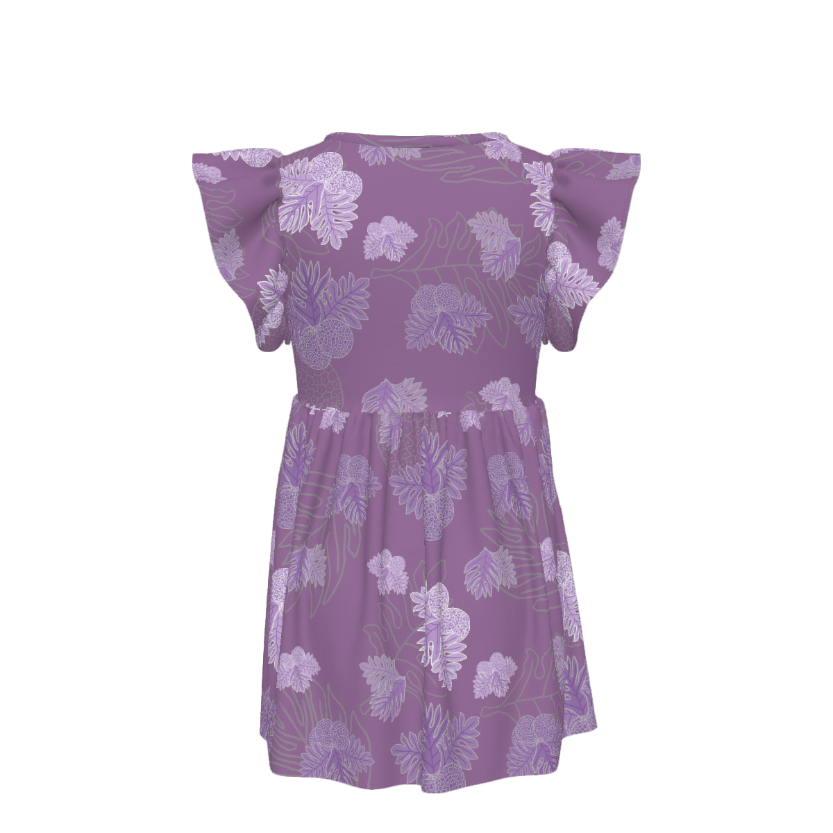 Ulu Breadfruit - Little Girl's Ruffle Sleeve Dress - Lavender