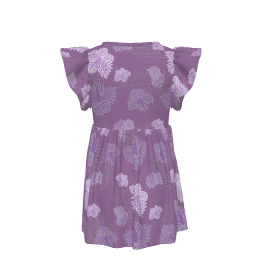 Ulu Breadfruit - Little Girl's Ruffle Sleeve Dress - Lavender