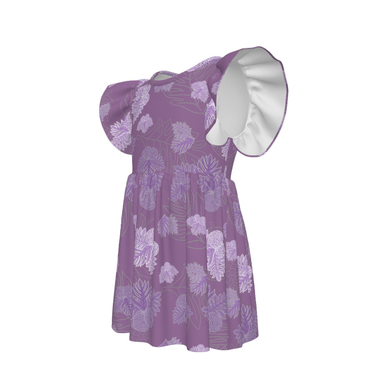 Ulu Breadfruit - Little Girl's Ruffle Sleeve Dress - Lavender