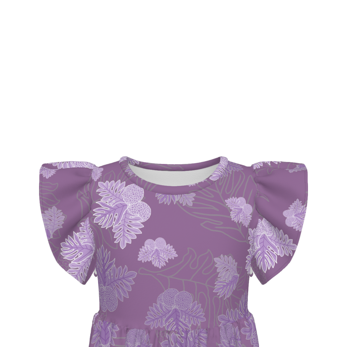 Ulu Breadfruit - Little Girl's Ruffle Sleeve Dress - Lavender