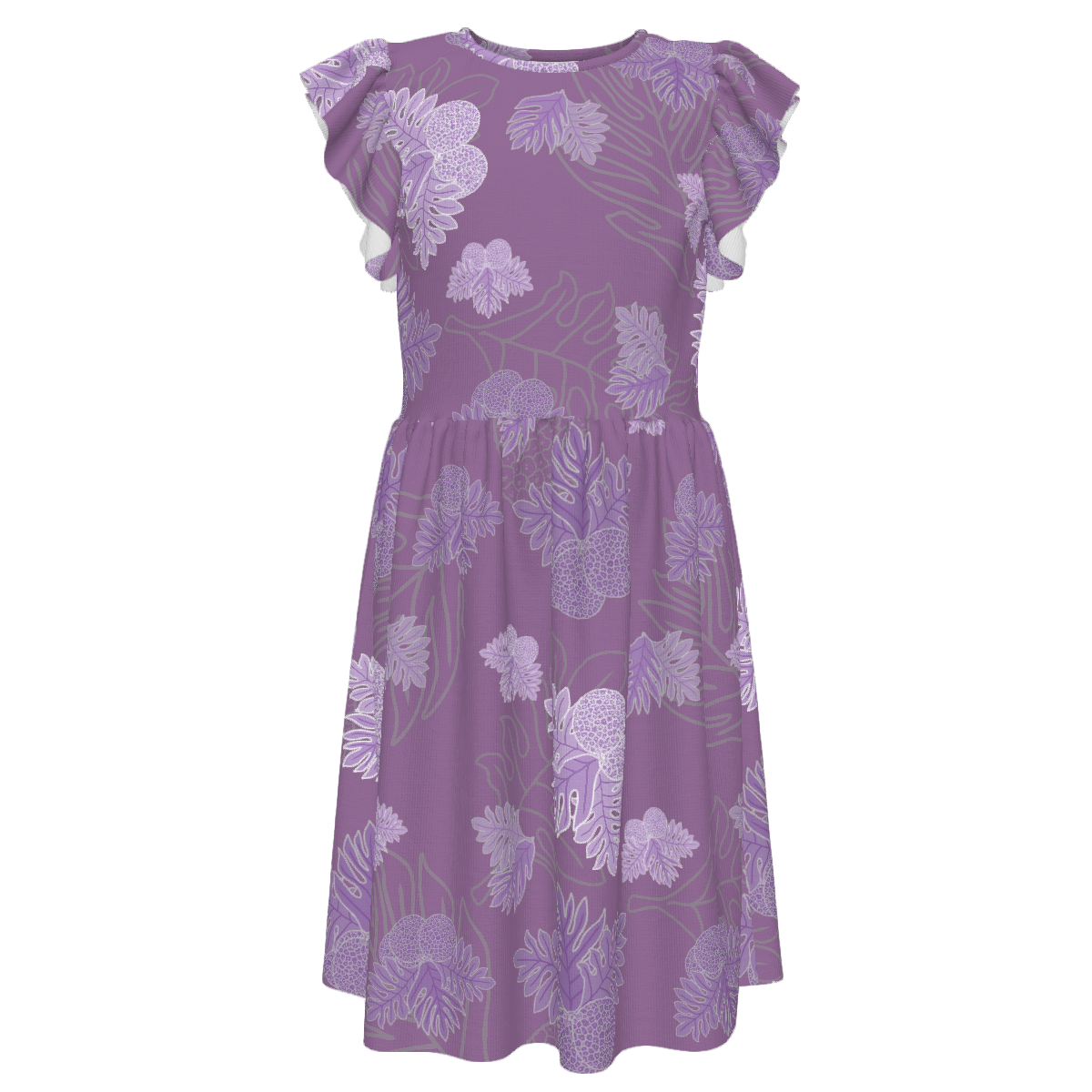 Ulu Breadfruit - Girl's Ruffle Sleeve Dress - Lavender
