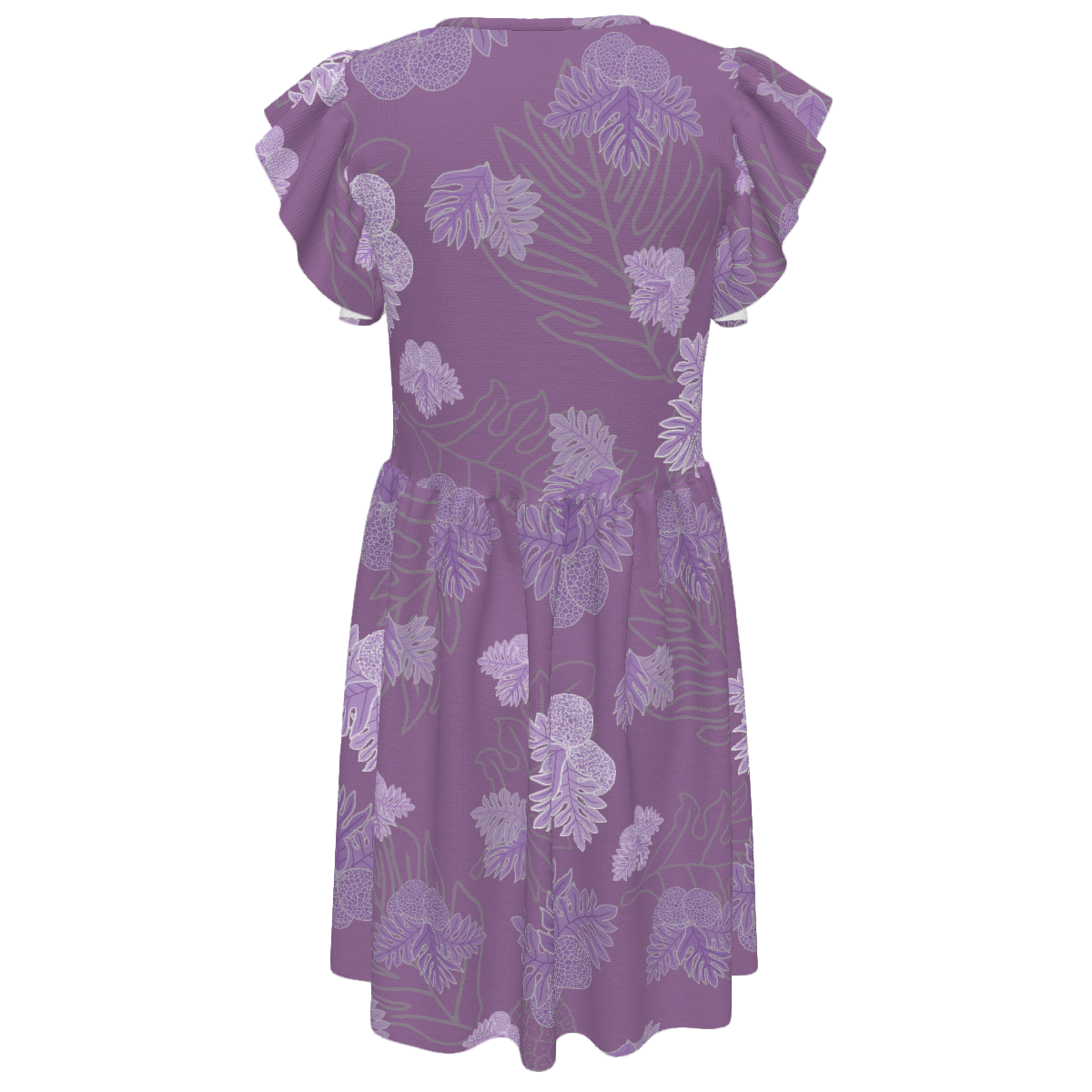 Ulu Breadfruit - Girl's Ruffle Sleeve Dress - Lavender