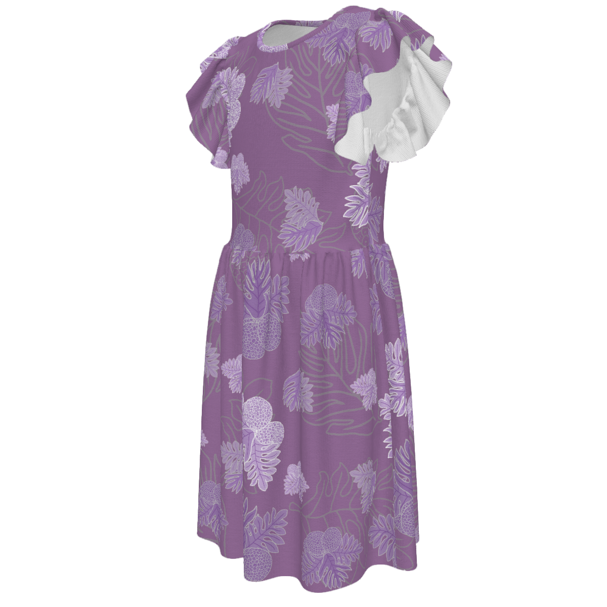 Ulu Breadfruit - Girl's Ruffle Sleeve Dress - Lavender