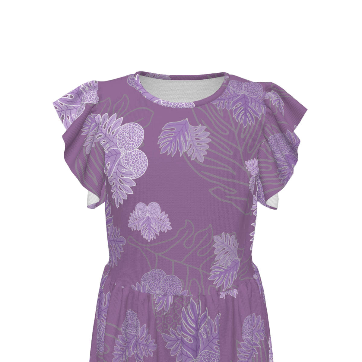 Ulu Breadfruit - Girl's Ruffle Sleeve Dress - Lavender