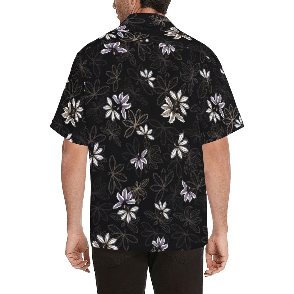 Naupaka Men's Aloha Shirt - Lavender, Taupe and Black